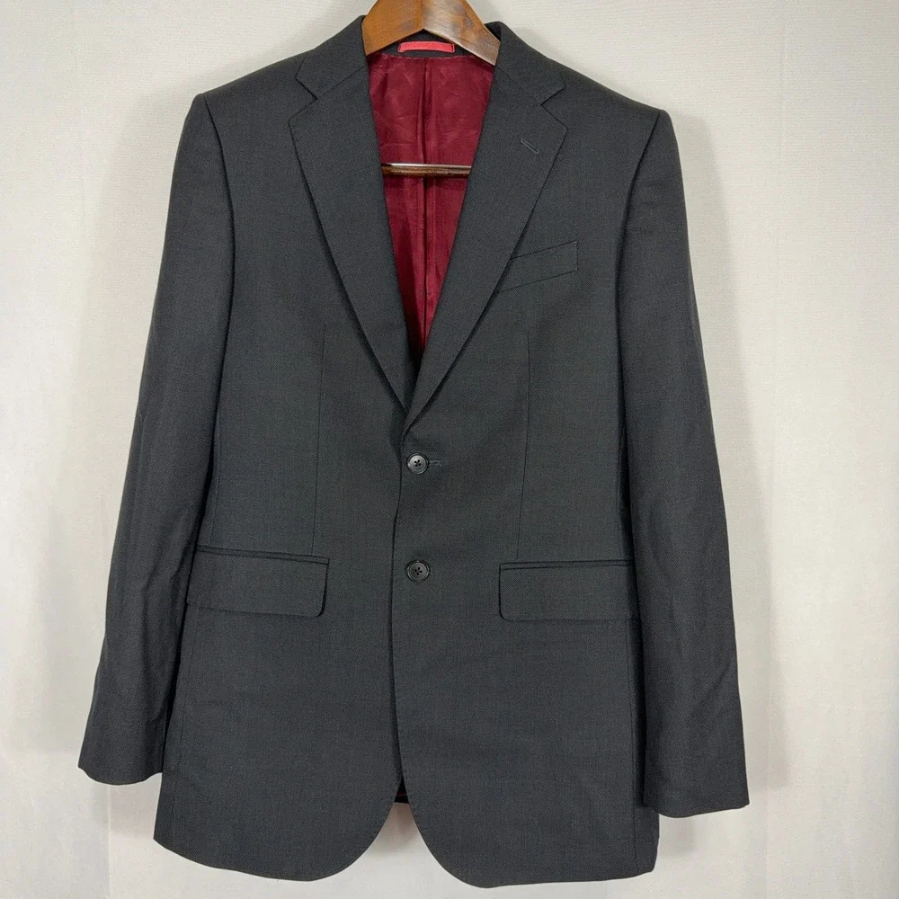 Charles Tyrwhitt Blazer Slim Fit‎ Super 120s Wool Half Canvas Grey Mens 38L